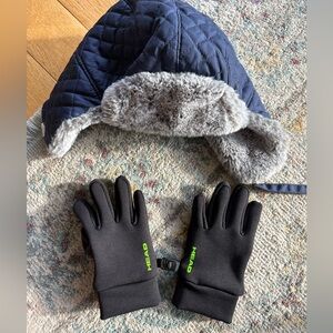 Toddler Cat and Jack Winter hat and Head Black Gloves